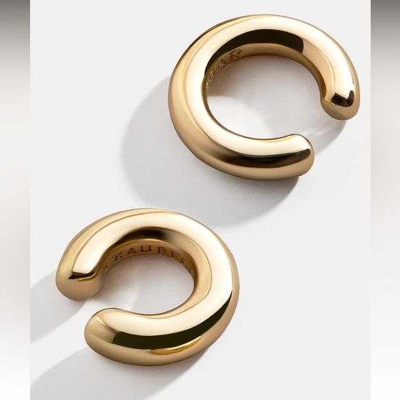 BaubleBar Jewelry - Brand New BaubleBar Set of Gold Sculptural Huggie Ear Cuffs Earrings